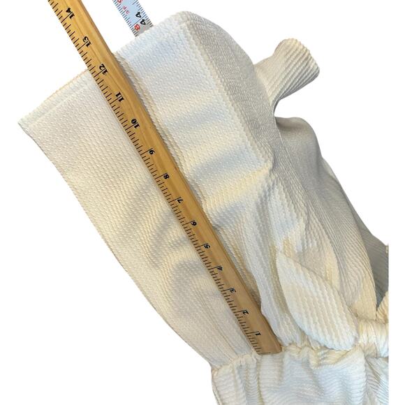 White Textured Ruffle Sleeve Romper Womens M Tie Waist Soft Girl Summer Playsuit - Picture 8 of 11